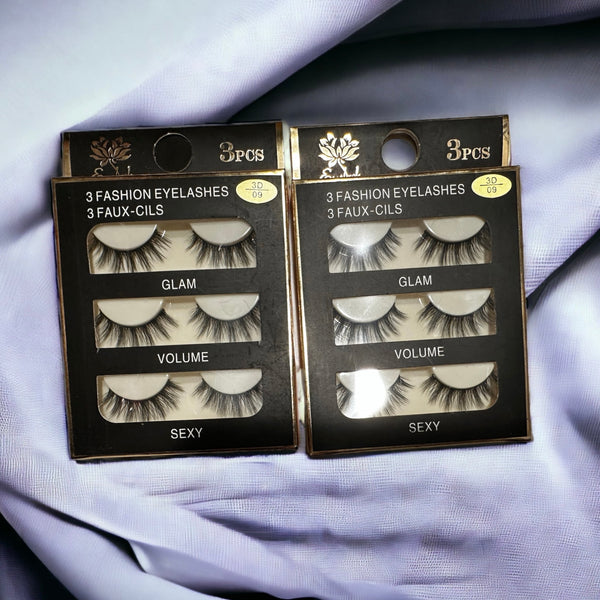 3D Long False Eyelashes 3 Pairs (2 PACKS)