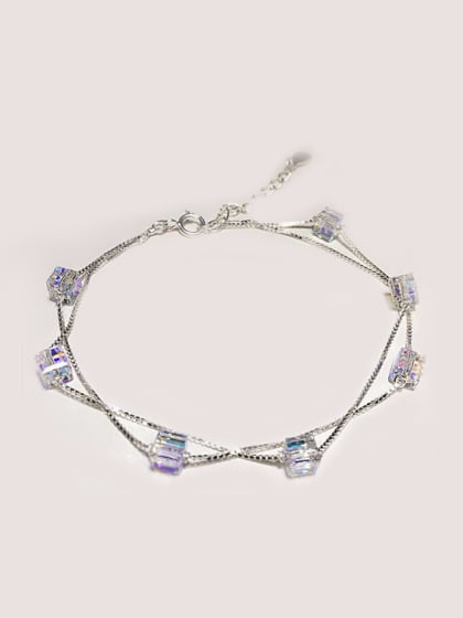 Aurora Double Crystal Cube Bracelet
