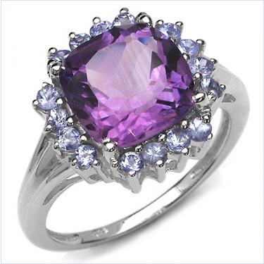 Vibrantly Gorgeous 3.55ct Amethyst Tanzanite Ring