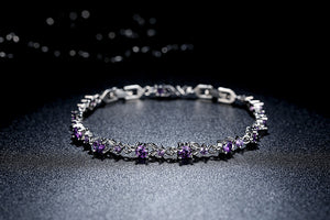 Elegant Purple Cubic Zirconia Link Bracelet
