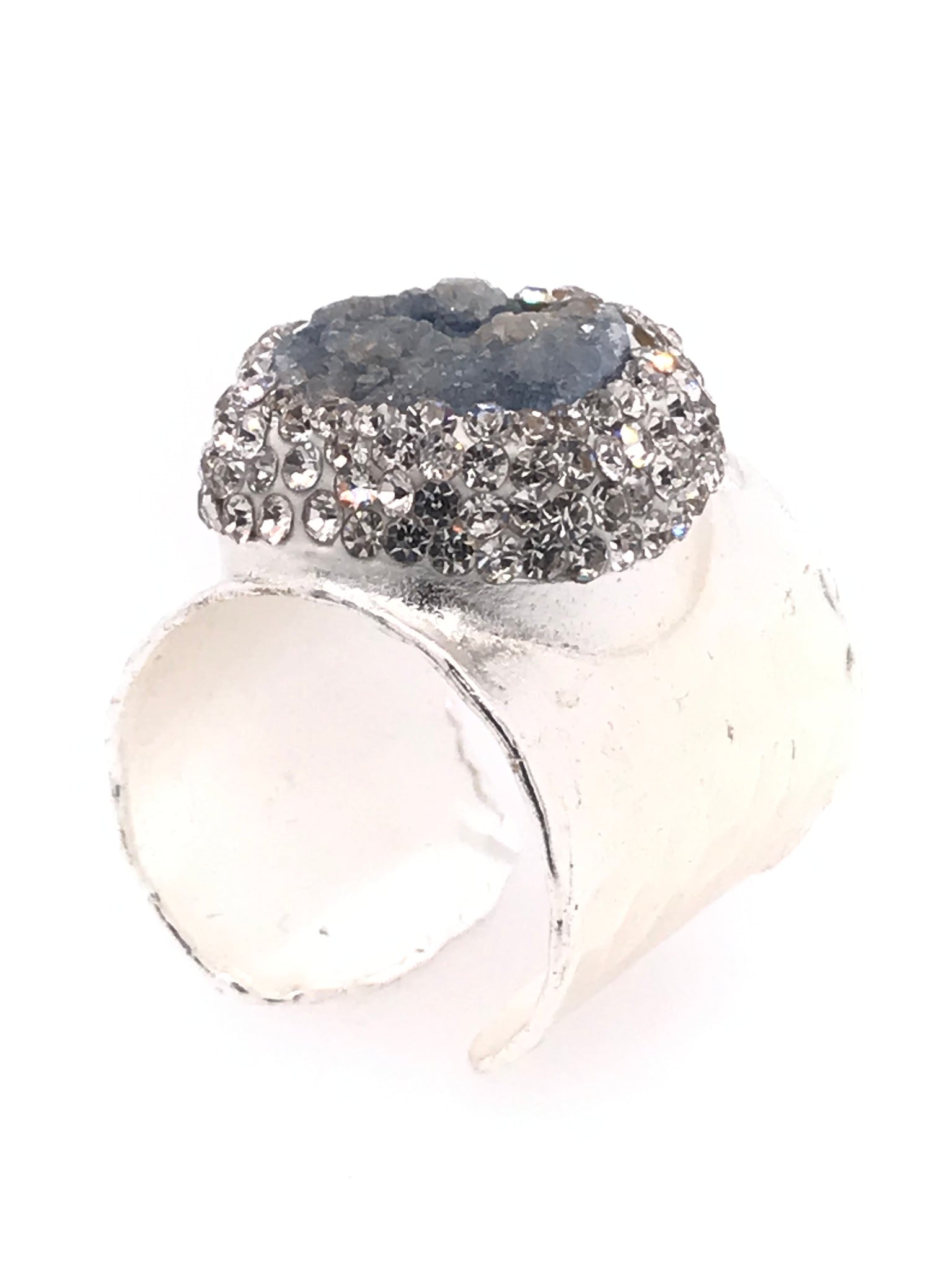 Natural Druzy Labradorite Stone Cuff Ring