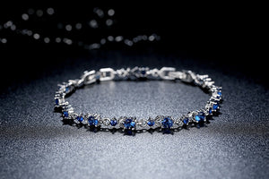 Elegant Blue Cubic Zirconia Link Bracelet