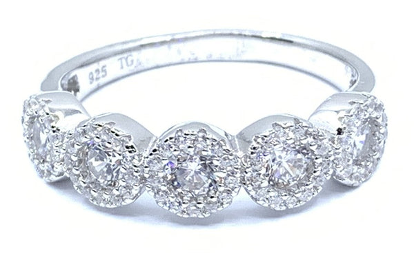 Elegant Five CZ Diamond Ring
