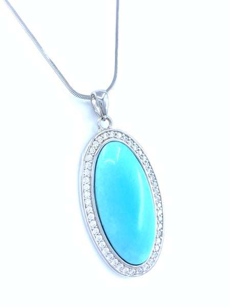 Classic Beauty Syn Oval Turquoise Pendant