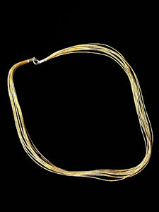 Japanese Homemade Gold 10 Strands Silk Cord w/ Sterling Silver Clasp