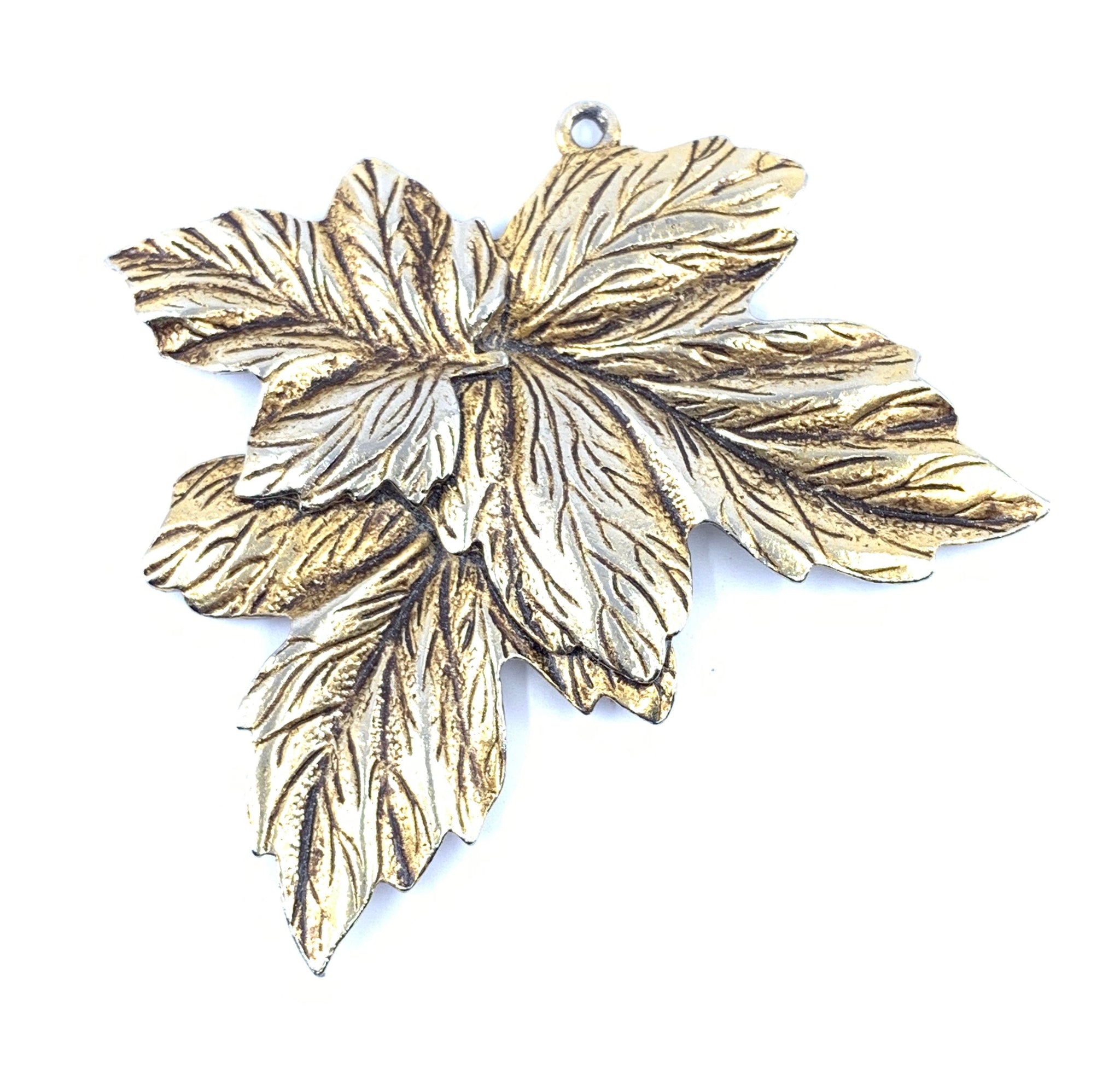 Golden Charm Plated Leaf Pendant