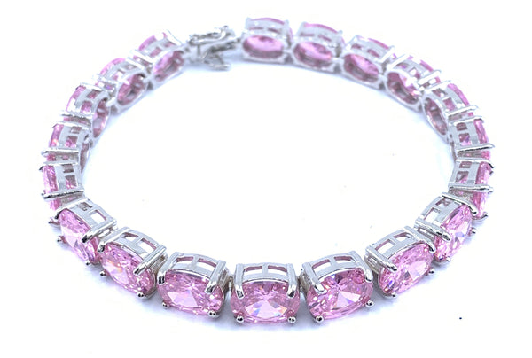 Sparkling Gorgeous 14k White Gold 61.6ctw Pink Tourmaline Bracelet