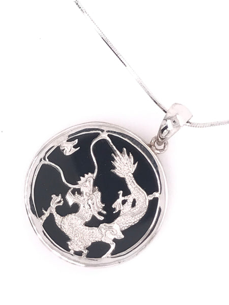 Black & White Onyx Dragon Pendant