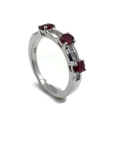 Three-Stone Ruby Ring in Sterling Silver