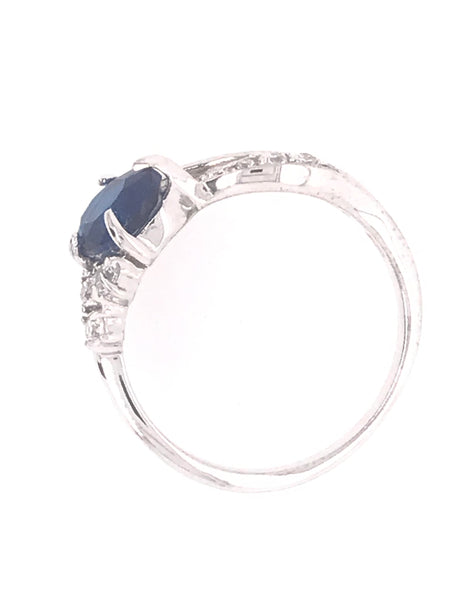 Simple Oval Shape Blue Ring
